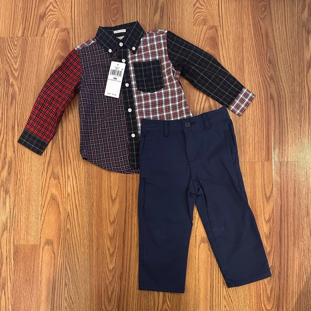 Polo Ralph Lauren Toddlers Knit Cotton Cardigan & Plaid Fun Shirt & Pant, 18M - Picture 5 of 6